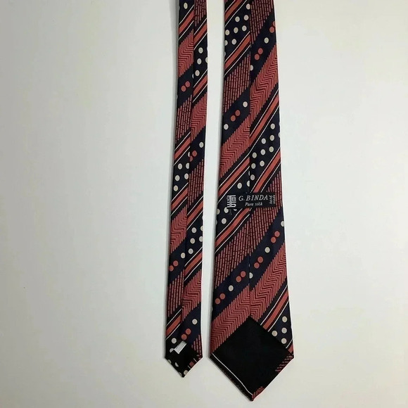 2/$30 VINTAGE Navy Silk Stripe Tie & Pocket Square - Picture 5 of 16